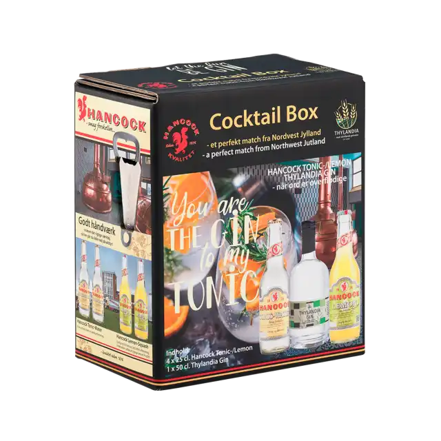 Billedtekst: Gin cocktail box til fest og udskænkning i Vorbasse & Sønder Omme Gin cocktail box fra Hancock Depot Hejnsvig – levering af drikkevarer og fadøl i Vorbasse & Sønder Omme