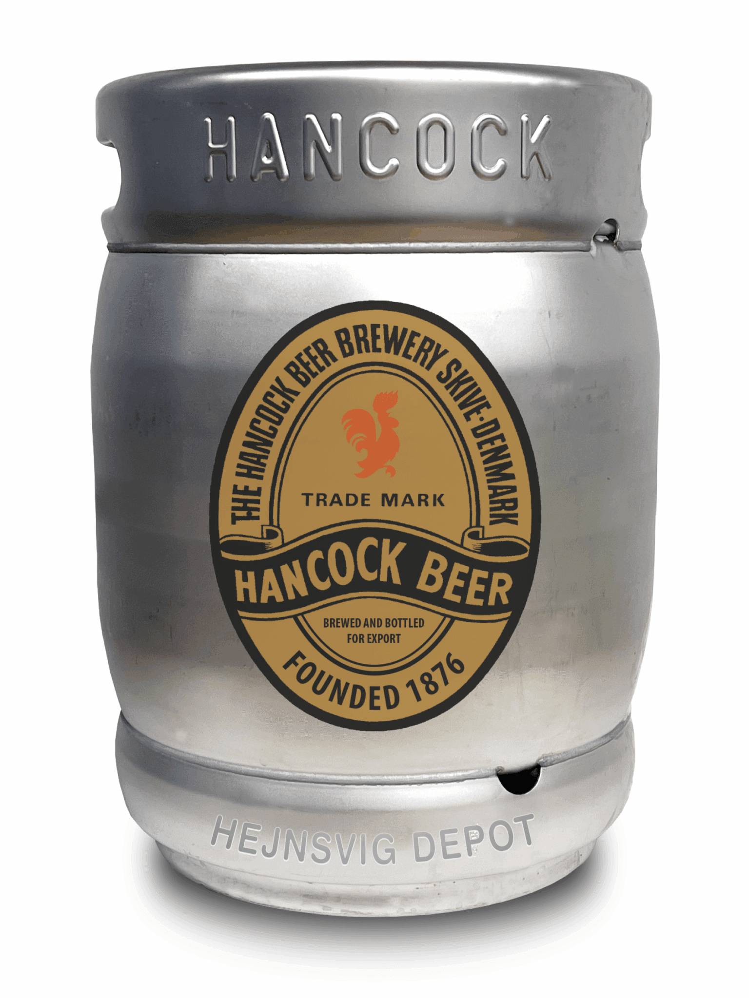 Billedtekst: Hancock Beer på fustage – friskbrygget Hancock fadøl til fadølsanlæg i Hejnsvig & Billund Hancock Hancock Beer (15 Liter) fustage til leje af fadølsanlæg og fest i Hejnsvig & Billund