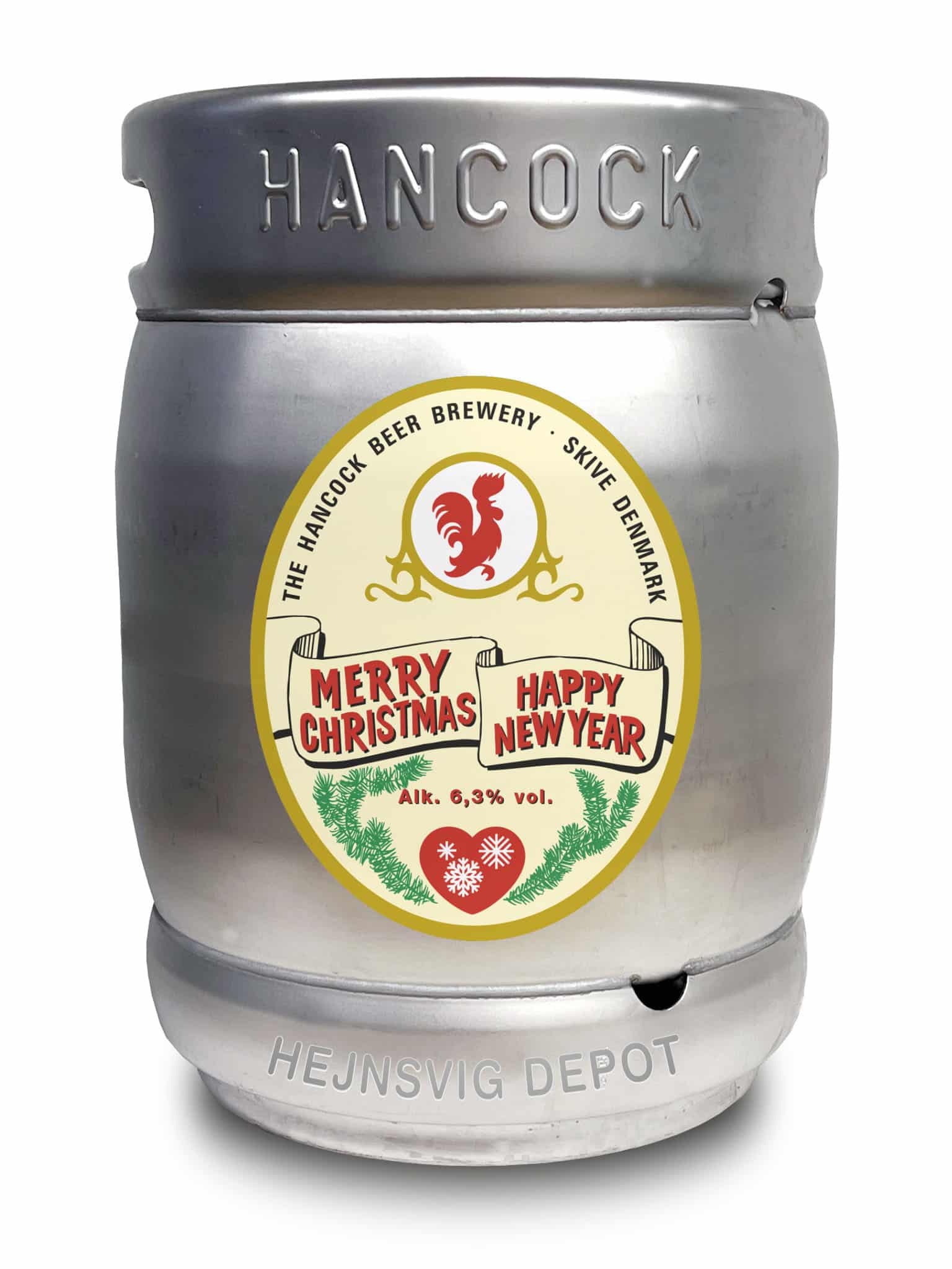Hancock Merry Christmas (15 Liter) fustage til leje af fadølsanlæg og fest i Ribe & Bramming