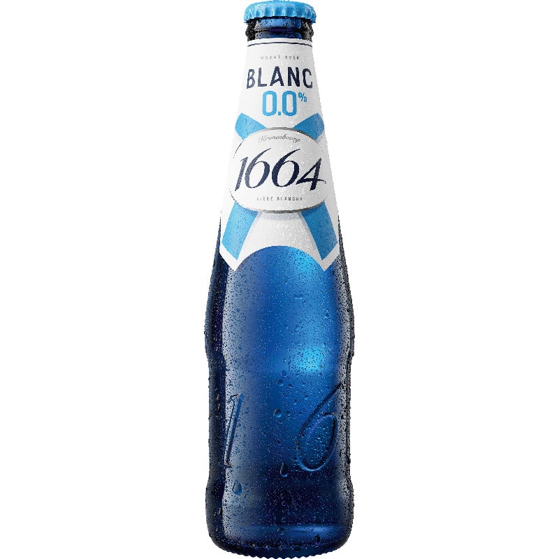Billedtekst: Blanc 1664 0,0% alkoholfri 24 stk. til fest og udskænkning i Billund & omegn Blanc 1664 0,0% alkoholfri 24 stk. (33 cl) fra Hancock Depot Hejnsvig – levering af drikkevarer og fadøl i Billund & omegn