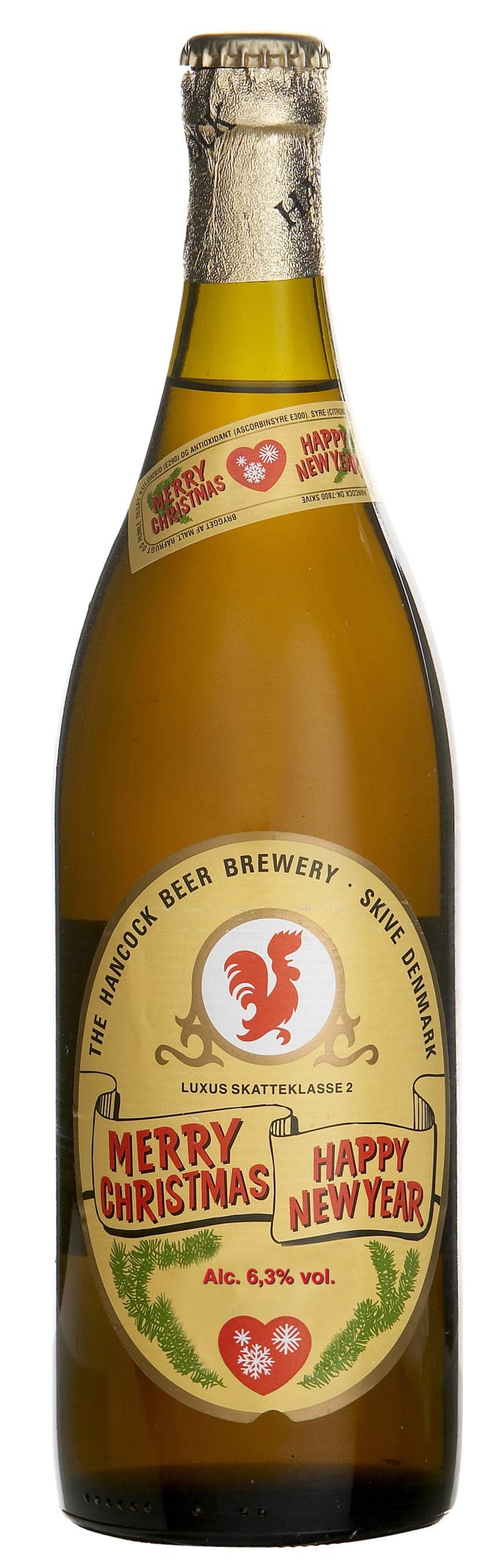 Billedtekst: Merry Christmas, 70 cl 15 stk. klassisk Hancock øl på flaske leveret i Middelfart & Vejen Hancock Merry Christmas, 70 cl 15 stk. (70 cl) flaskeøl i kasser til fester og arrangementer i Middelfart & Vejen
