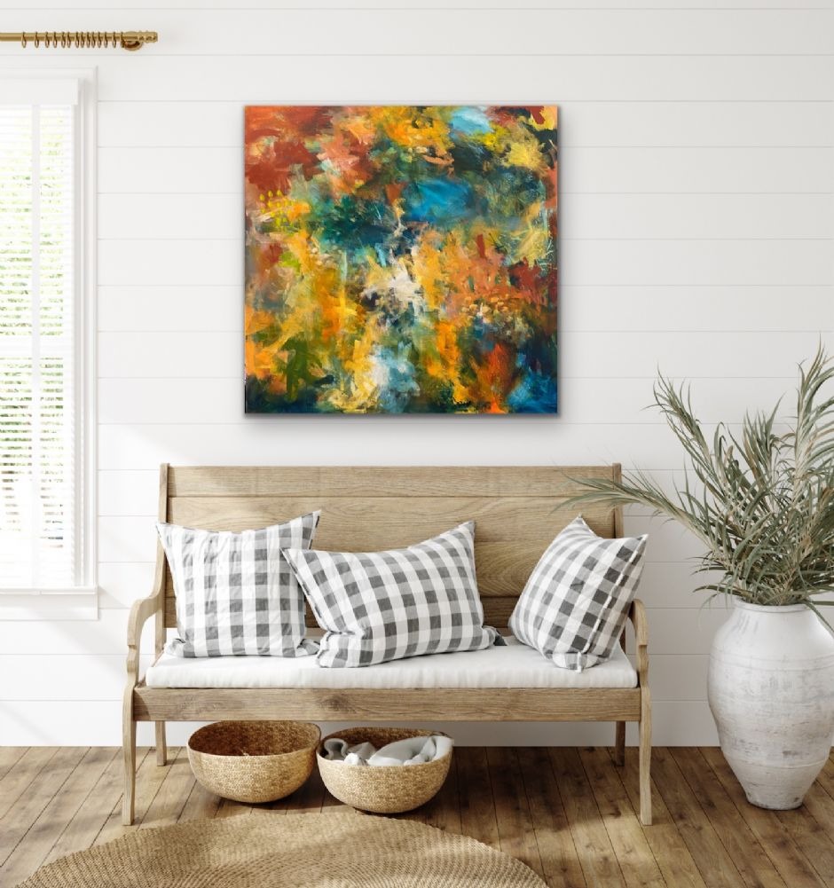 Detalje af et nyt værk, der snart er klar. Elsker de rå strukturer! 🖌️ #abstractart #mixedmedia