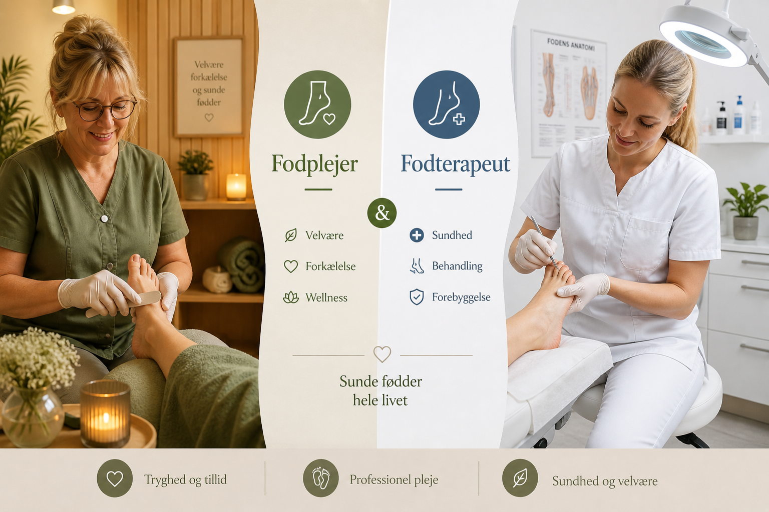 Fodterapeut vs. fodplejer i Danmark – hvad er forskellen egentlig?