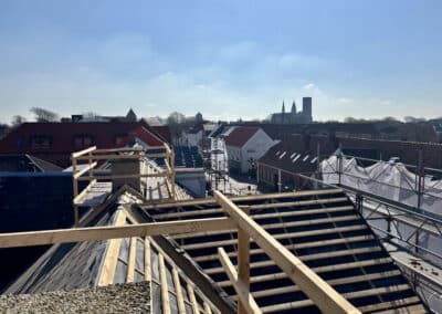 Tagkonstruktion med udsigt til Ribe Domkirke