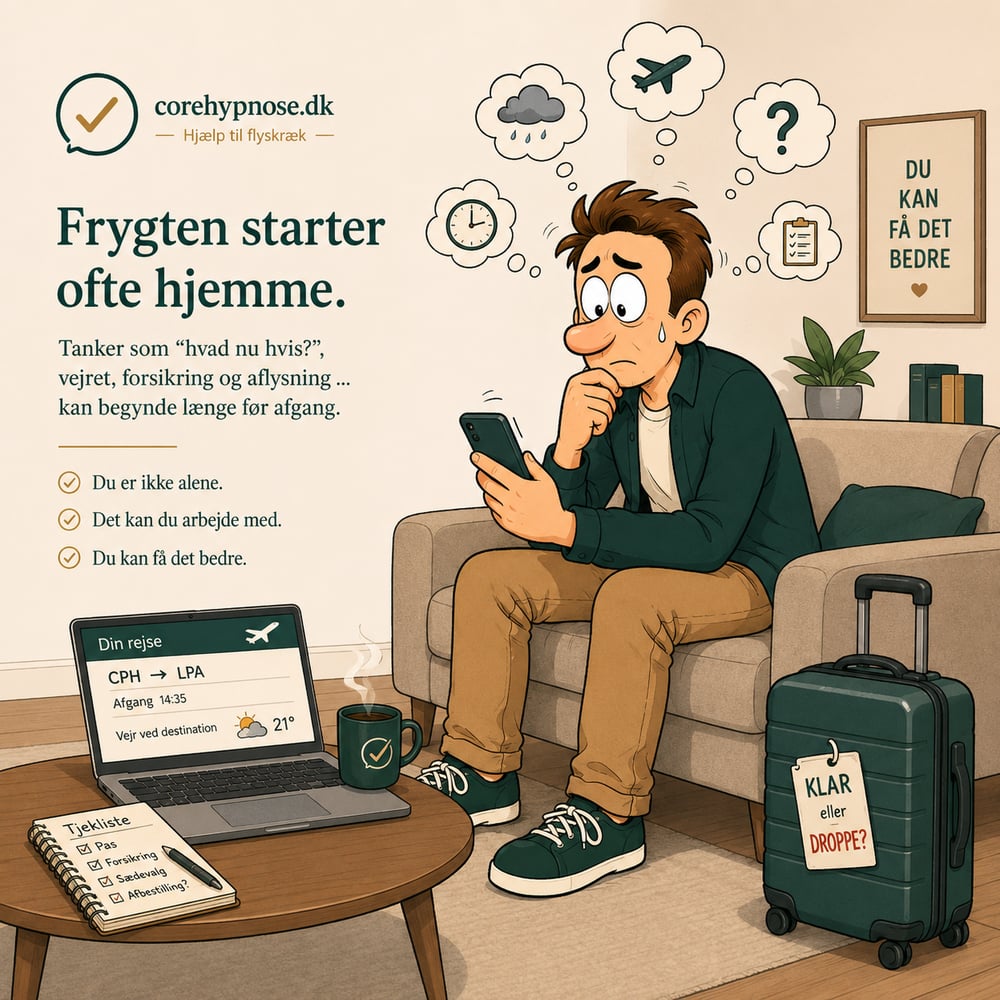 Før Rejsen – illustration af tanker og forberedelse før afgang