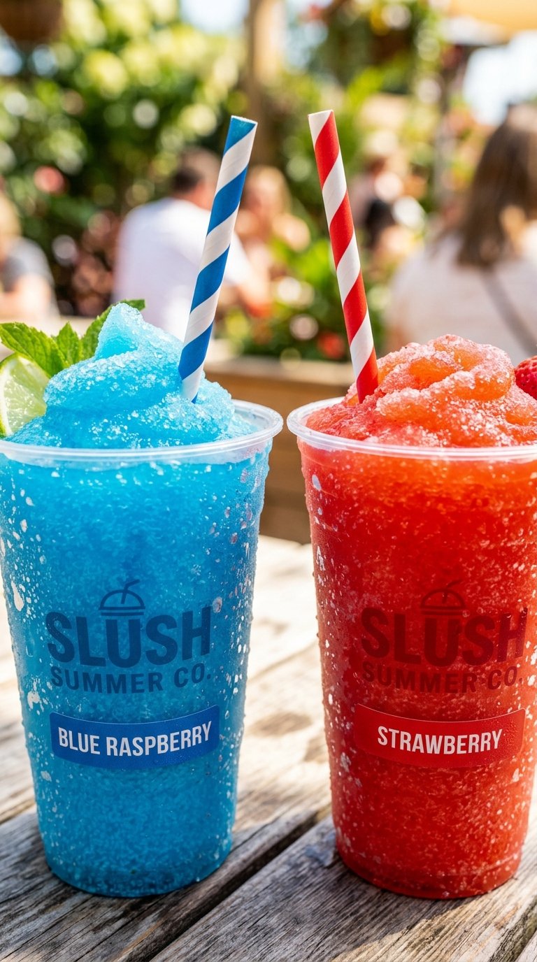 Kold og farverig slush ice i bægre