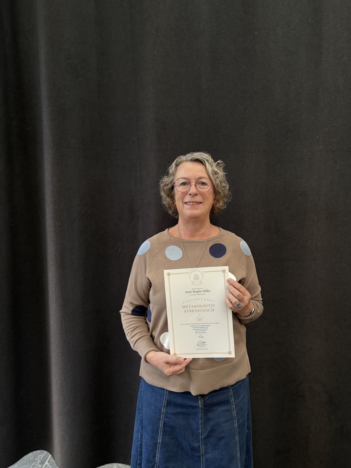 Anne-Birgitte Helbo med certifikat