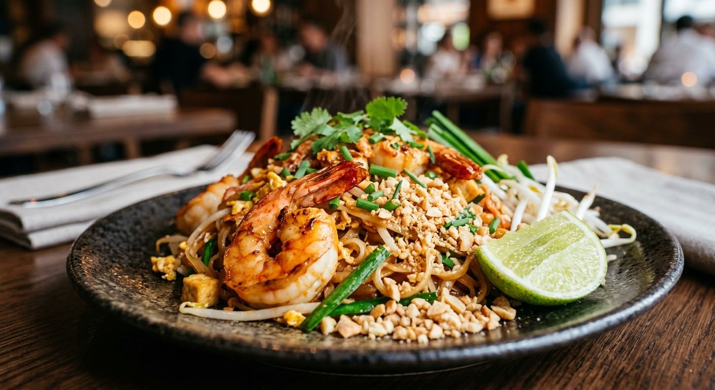Autentisk Pad Thai Close-up