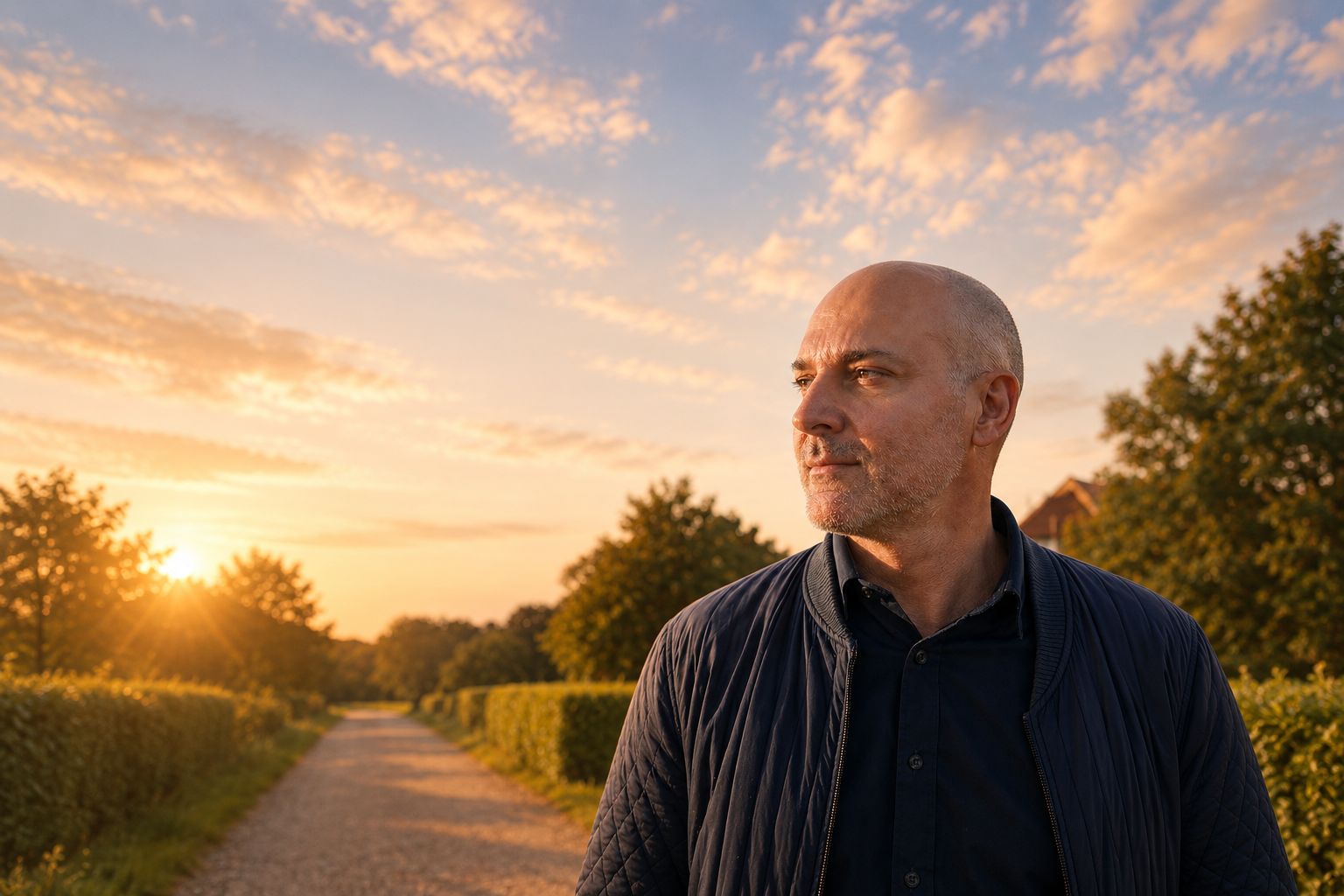 Psykoterapeut Kim Palasz i naturen ved solnedgang