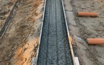 Jernarmering og forskalling til støbning af kraftigt betonfundament
