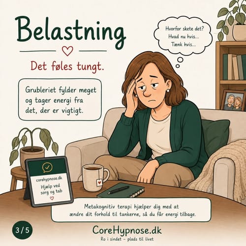 Illustration af hvordan grubleri kan belaste kroppen og hverdagen.