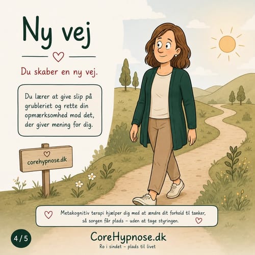 Illustration af en mere fleksibel måde at forholde sig til sorgtanker på.