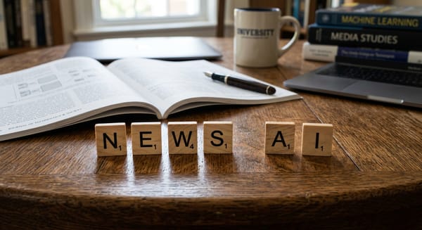 Scrabble bogstaver der staver NEWS og AI