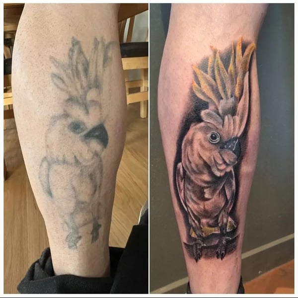 Cover-up & Viderebygning tatovering udført af Docuit ink