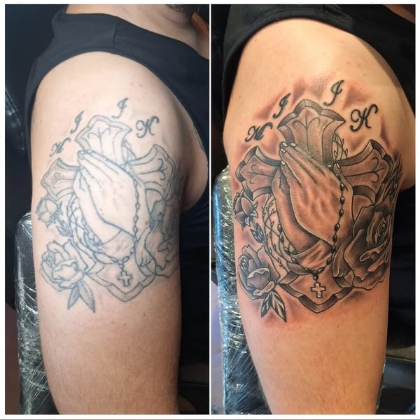 Cover-up & Viderebygning tatovering udført af Docuit ink