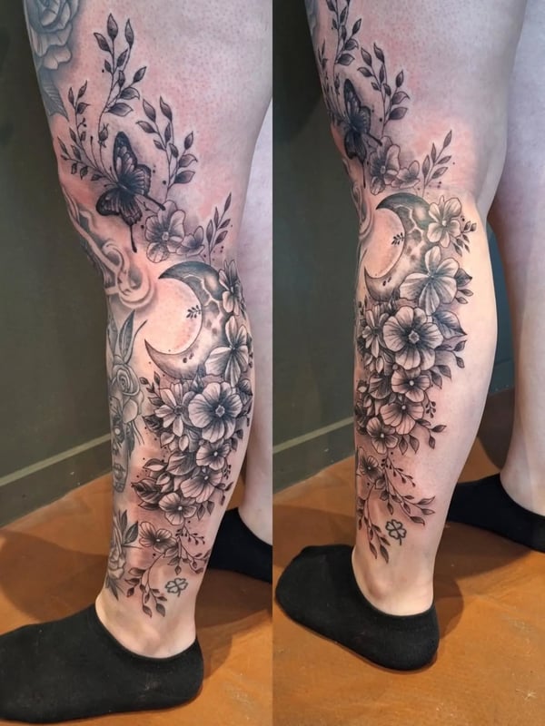 Realistisk tatovering i sort og grå