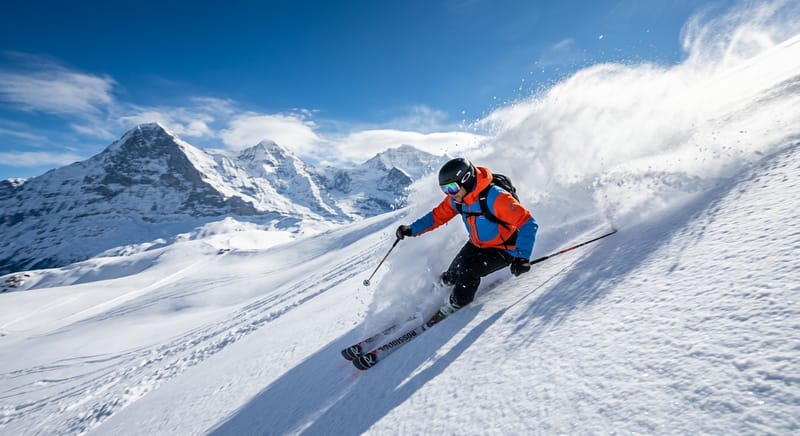 Deep powder snow carving
