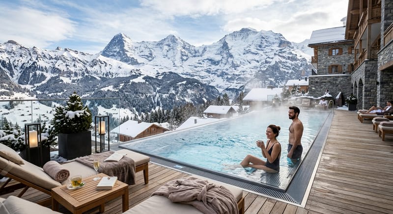 Udendørs opvarmet pool i Dolomitterne