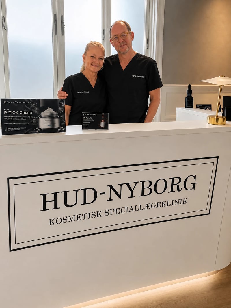 Christian Blok Poulsen og Marianne Geisler ved receptionen hos HUD NYBORG kosmetisk speciallægeklinik