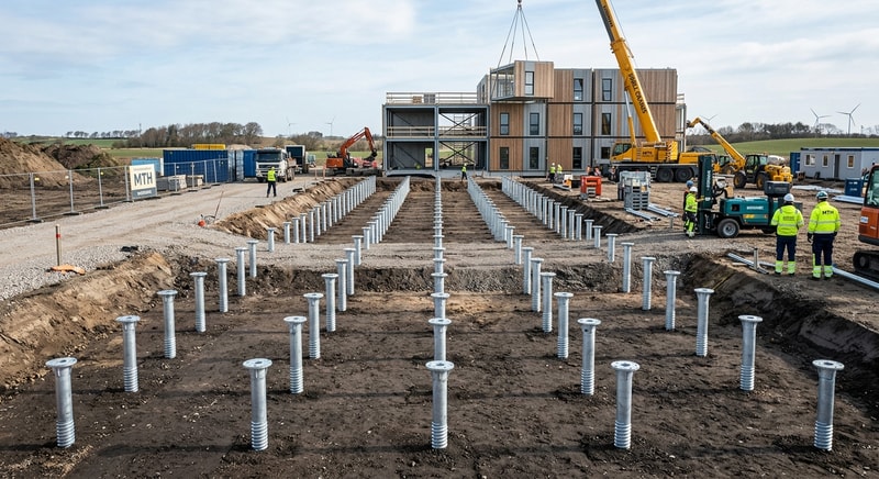 Ingeniørberegnede skruefundamenter til modulbyggeri og permanente boliger